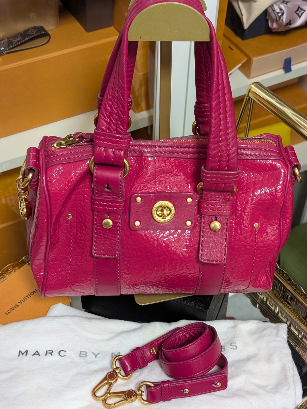 Rare Marc by Marc Jacobs Poeny Leather Satchel with Removable Strap & Dust Bag